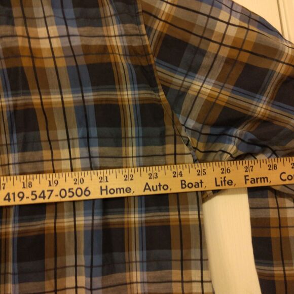 Eddie Bauer Travex shirt mens 2XL XXL blue plaid classic fit button long sleeve - Picture 4 of 8